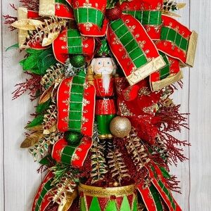 Nutcracker Holiday Swag with Red and Green Accents